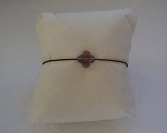 Cord and translucent Amethyst clover bracelet