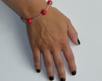 Polymer clay cherry color Beads Bracelet