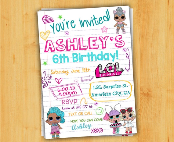 LOL SURPRISE birthday Invitation LOL surprise InvitationLol