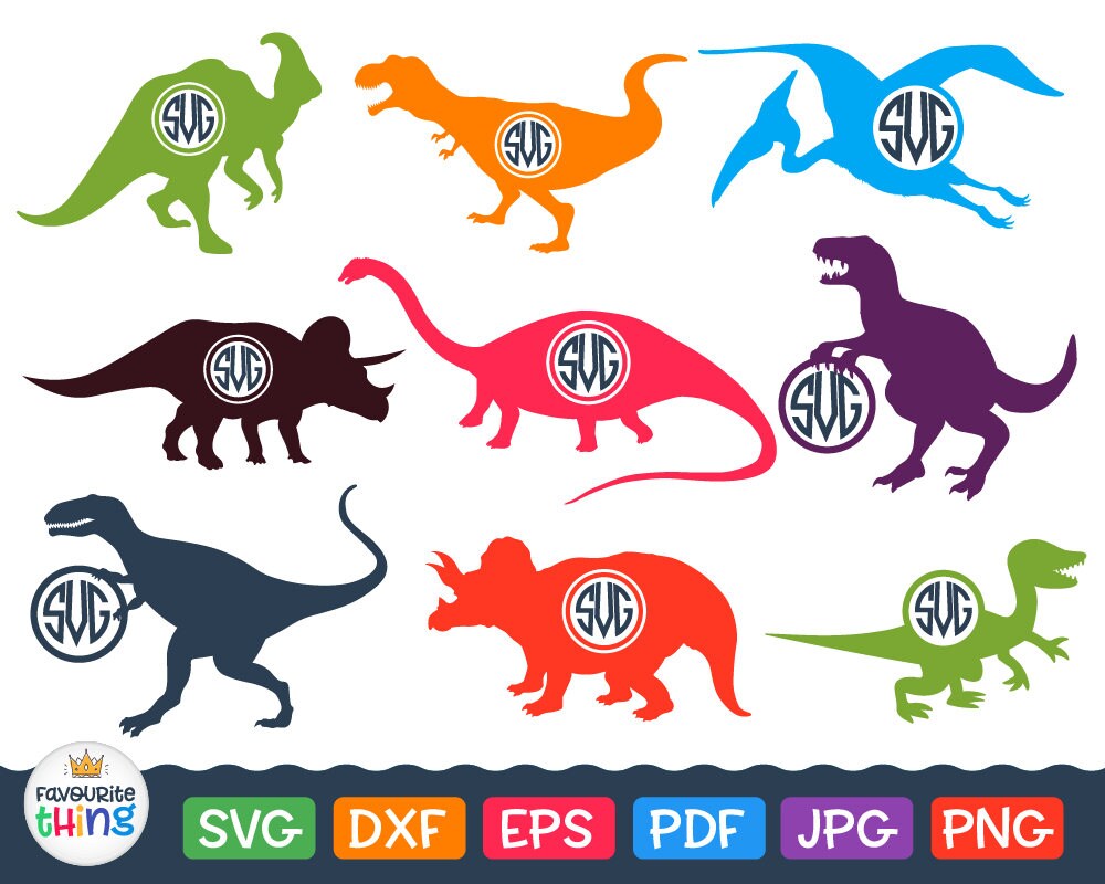 Download Svg Dinosaur Monogram Svg Dino Frame Svg T-rex Svg Pterodactyl