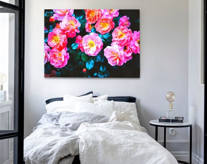 Pink Roses, beautiful canvas, flower, cute, canvas, Interior decor, room design, print poster, art picture, gift
