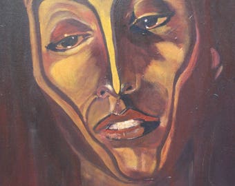 Painting painting, portrait, canvas mounted on wooden frame, acrylic and oil on canvas, Painting Table, portrait painting