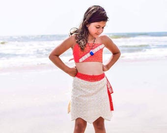 Moana Skirt, Moana Inspired Skirt Sash, Moana Costume, Moana dress up, Hawaiian Princess Skirt