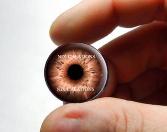 Glass Eyes - Brown Human Doll Taxidermy Eyes Handmade Glass Cabochons - Pair or Single - You Choose Size