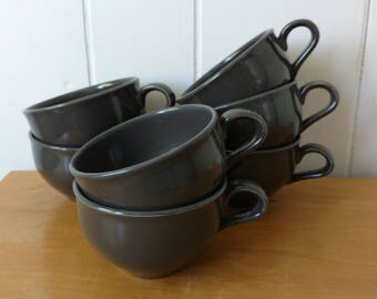 7 vintage Russel Wright Iroquois charcoal cups