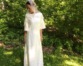 Emma Domb Late 60s Wedding Dress with free matching veil