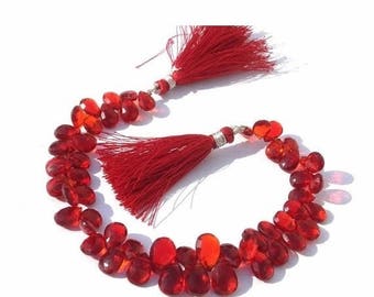 50% Off Sale Full 8 Inches -- Outrageous AAA Apple Red Quartz Faceted Pear Briolettes Size - 9x6- 12x8mm approx