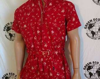 Mens Romper shorts 42 L robot thread print Anna Herman USA jumpsuit cotton