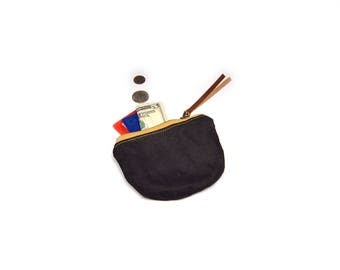 coin purse • small waxed canvas pouch • black waxed canvas - simple coin pouch - gifts under 20