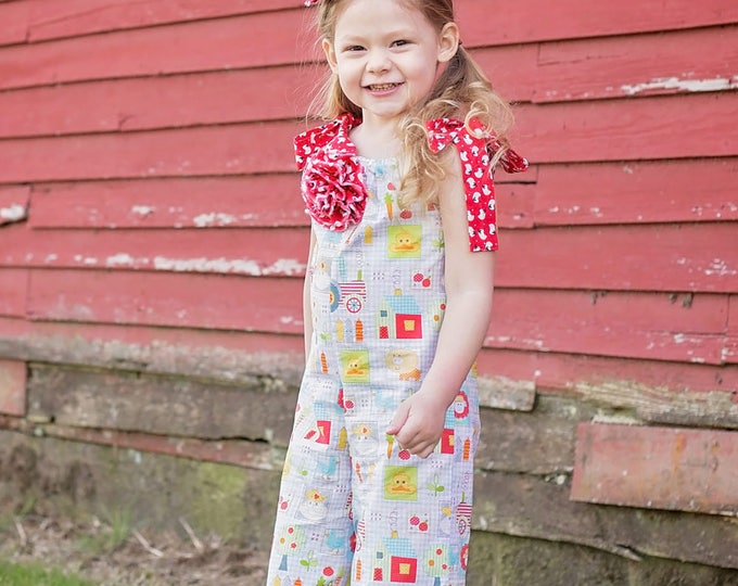 Girls Barnyard Birthday Outfit - Farm Animal - Toddler Girl Ruffle Pants - Ruffle Pants - Pillowcase Romper - Sizes 3 months to 8 years