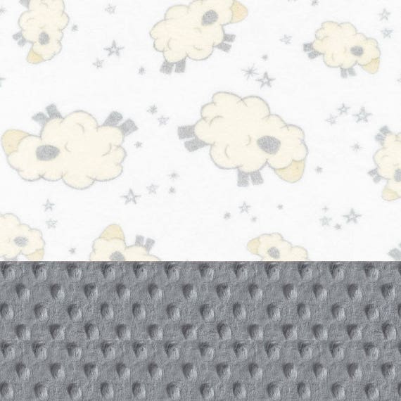 Minky Baby Blanket/ Personalized Baby Blanket / Gray White Lamb Blanket // Sheep baby blanket // Name Blanket / Baby Shower Gift