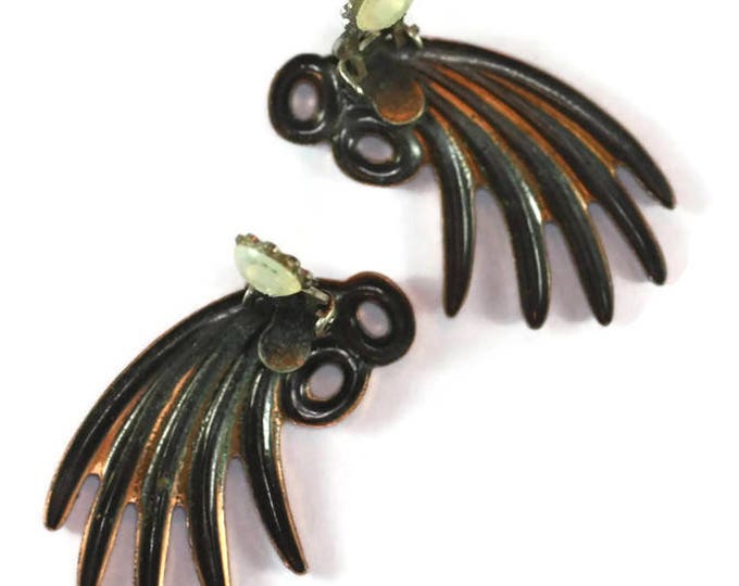 Renoir Copper Earrings Modernist Mid Century Ear Climbers Fan Shaped Vintage