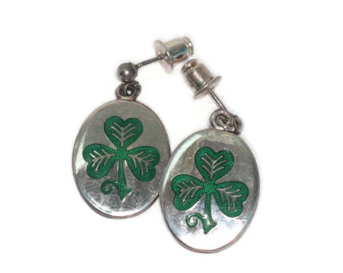 Celtic Sterling Shamrock Dangle Earrings with Posts Signed Tara Ware Pierced Vintage