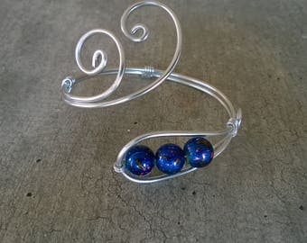 Royal blue bracelet, Royal blue jewelry - Aluminium wire jewelry - Aluminium wire bracelet, Metal wire bracelet, Cuff bracelet,