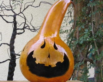 Halloween Gourd Jack O Lantern Primitve Pumpkin Decoration