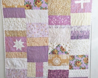 ON SALE Lavender Lemonade - Patchwork Baby Quilt, Modern Baby Quilt, Crib Quilt, Patchwork Quilt, Modern Nursery
