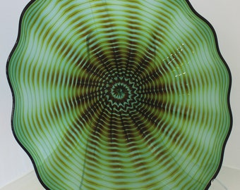 Beautiful Hand Blown Glass Art Wall Platter Bowl 7798 SECOND ONEIL