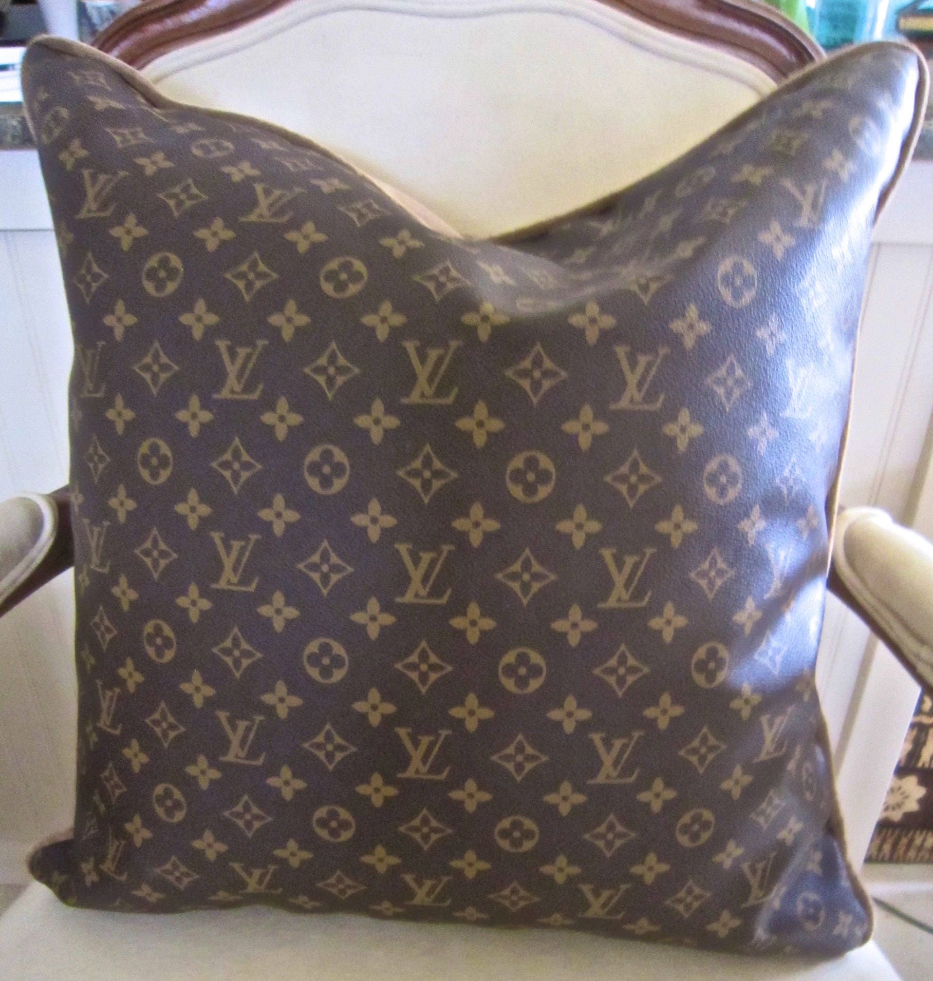 LOUIS VUITTON Style Pillow Cover Vinyl 20x20 Velvet Hidden