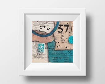 57 - an original mixed media collage - 4" x 4"