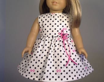 18 inch Doll Clothes Black & White Polka Dot Print Dress fits American Girl Doll Clothes