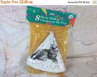 15% OFF Cat Party Hats - Sealed Bag of 8 Party Hats - Kids Party Supplies Retro American Greetings 90s