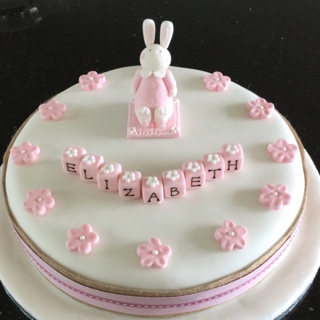 Personalised Handmade Edible Rabbit Birthday/Christening Cake