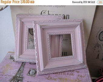 Vintage Pink Square Frames - Upcycled Handpainted Nordic French Cottage Chic Decor