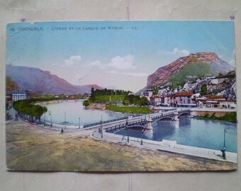 Grenoble - 1914 - Antique French Postcard - L'Isere et le Casque de Neron