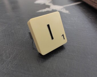 Letter "I" Recycled Scrabble Tile Ring - Adjustable