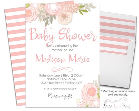 Baby Girl Shower Invitation - Floral Baby Shower Invite - Baby Shower Invitation Girl - Baby Sprinkle Invitation - Watercolor Invitation Il_570xn