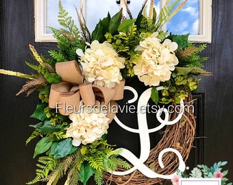 BEST SELLER! Spring Wreaths for Front Door, Front Door Wreaths, Farm House Wreaths, Hydrange Wreath, Grapevine Wreath, Fall Wreaths
