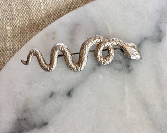 Vintage Silver Magic 925 Snake Serpent Brooch