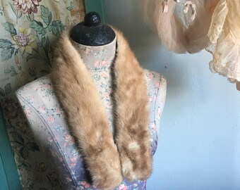 Vintage Blonde Real MINK FUR Stole Collar A19
