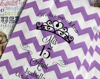 GLAM SALE Personalized Quinceanera Favor Bags, Gracias Por Celebrar Mis 15 Anos