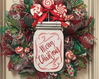 Deco Mesh Christmas Wreath Merry Christmas Holiday Wreath Holiday Christmas Decoration