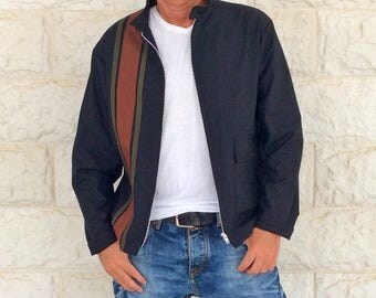 Black bomber jacket, mens jacket men, birthday gift for husband, racing jacket, hipster clothing, rockabilly jacket, Hand made in Italy