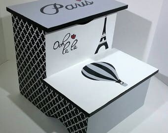 Kids Step Stool - Paris Step Stool - Kids Furniture - Bathroom Step Stool - Kitchen Step Stool - Ooh La La