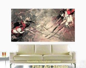 SALE Original 48" gallery canvas Abstract painting,Original comtemporary Art,lots of texture Ready to hang by Nicolette Vaughan Horner