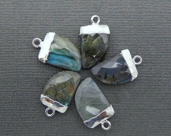 15% off Christmas in July Petite Labradorite Horn Pendant with Silver Electroplated Cap and Bail (S74B9-08)