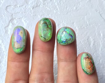 Small Monarch / Sterling Opal Cabochon - Loose Gemstone October Birthstone - GIA Certified Synthetic - Destash Metalsmith Supply