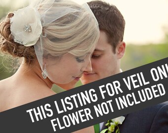 Tulle Birdcage Veil Vintage Style Short Wedding Veil, Ivory White Bridal veil (VEIL ONLY - flower NOT included - see description)