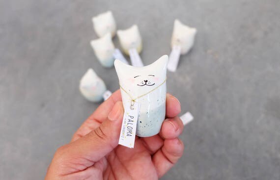 Will you be my witness ? Will you be my bridesmaid or MOH ? Small cat Small miniature Pastel in Clay