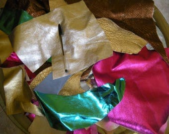 Italian lambskin lamb sheep soft genuine leather METALLIC Pieces SCRAPS & REMNANTS