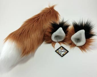 Fox Ears And Tail Set- Cat Ear Headband-Cat Ears-Cat Headband-kitten PlayPen-Fluffy Cat Ears- Cat Costume- Halloween-Furries-Cat Birthday