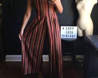 Vintage Jeffrey & Dara Petite by Linda Hutley tribal jumpsuit romper Size 10