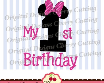 Download My 1st Birthday SVG DXF designBirthday number 1 with Mouse