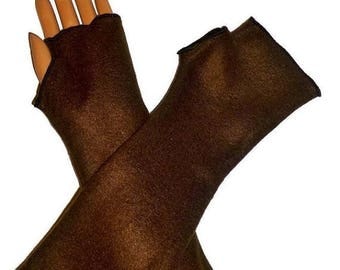 ON SALE Brown Fleece ArmWarmers,Gloves,Fingerless