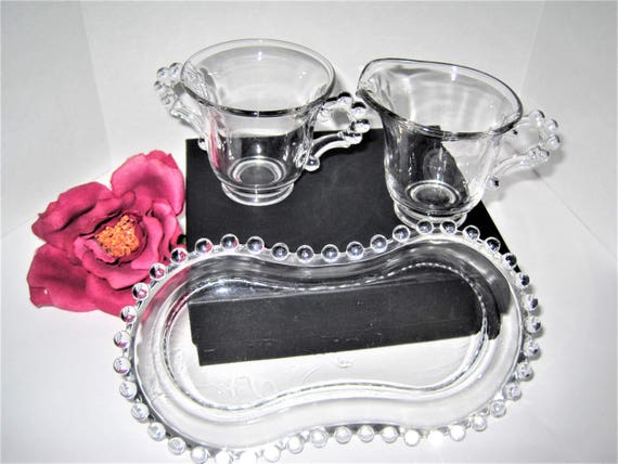 Candlewick Depression Glass Creamer Sugar Set - Collectible Imperial Elegant Glass