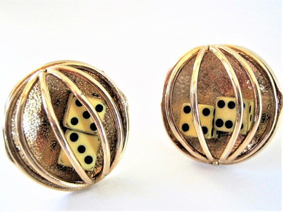 Swank Dice Cuff Links, Caged Dice, Estate Atomic Find, Craps Player, Las Vegas Cufflinks