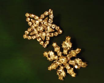 Vintage Starlight and Snowflake Rhinestone Crystal Pendants